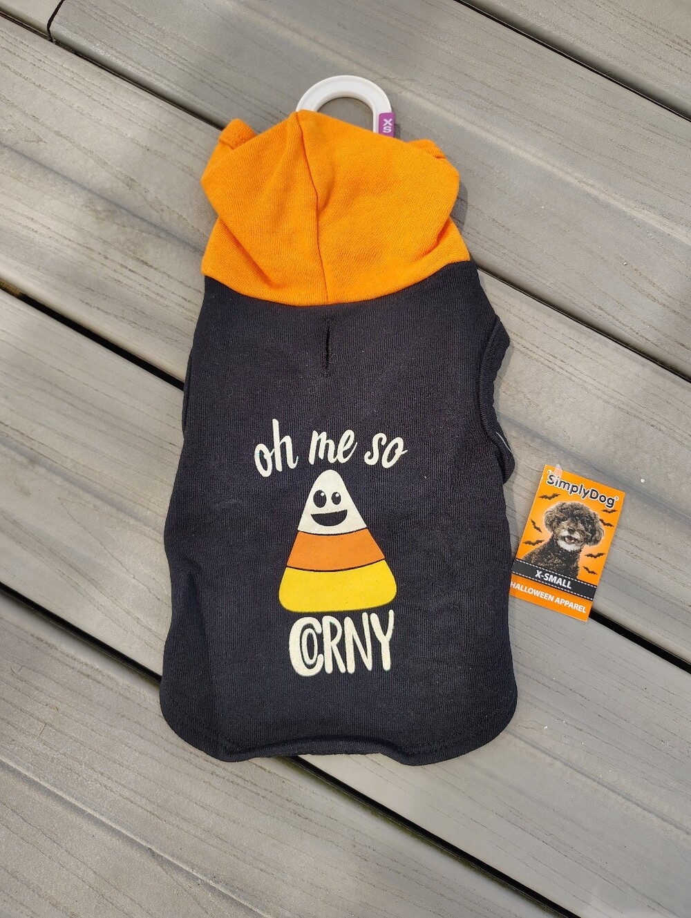 SimplyDog 'Oh Me So Corny' Candy Corn Dog Hoodie - Black & Orange